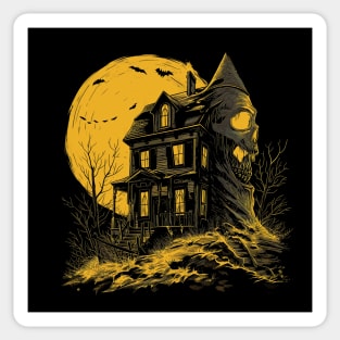 Vintage Halloween Scream Black and White Drawing Haunted House Retro Super Cool Best Gift Sticker